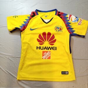 Nike Club America 2017/2018 Third Soccer Jersey Kids L 22 Aztec Pattern Yellow